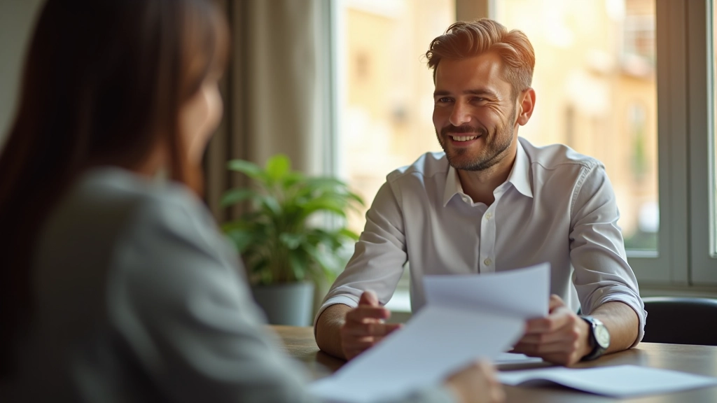 Consultor financiero explicando plan de pensiones a cliente