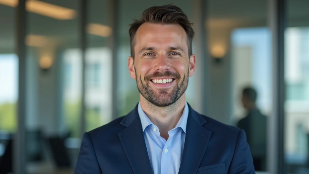 Gestor de inversiones, retrato desde el pecho hacia arriba, expresión profesional