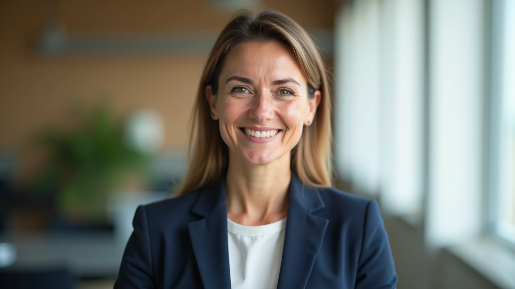 Consultora de jubilación, retrato desde el pecho hacia arriba, oficina moderna