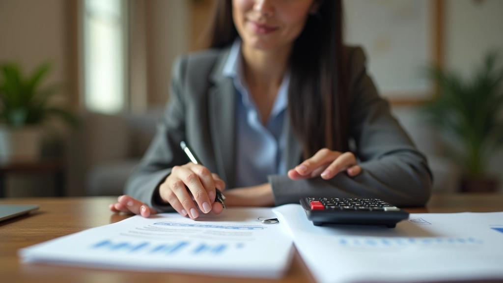 Persona calculando límites de aportación con documentos de plan de pensiones sobre escritorio